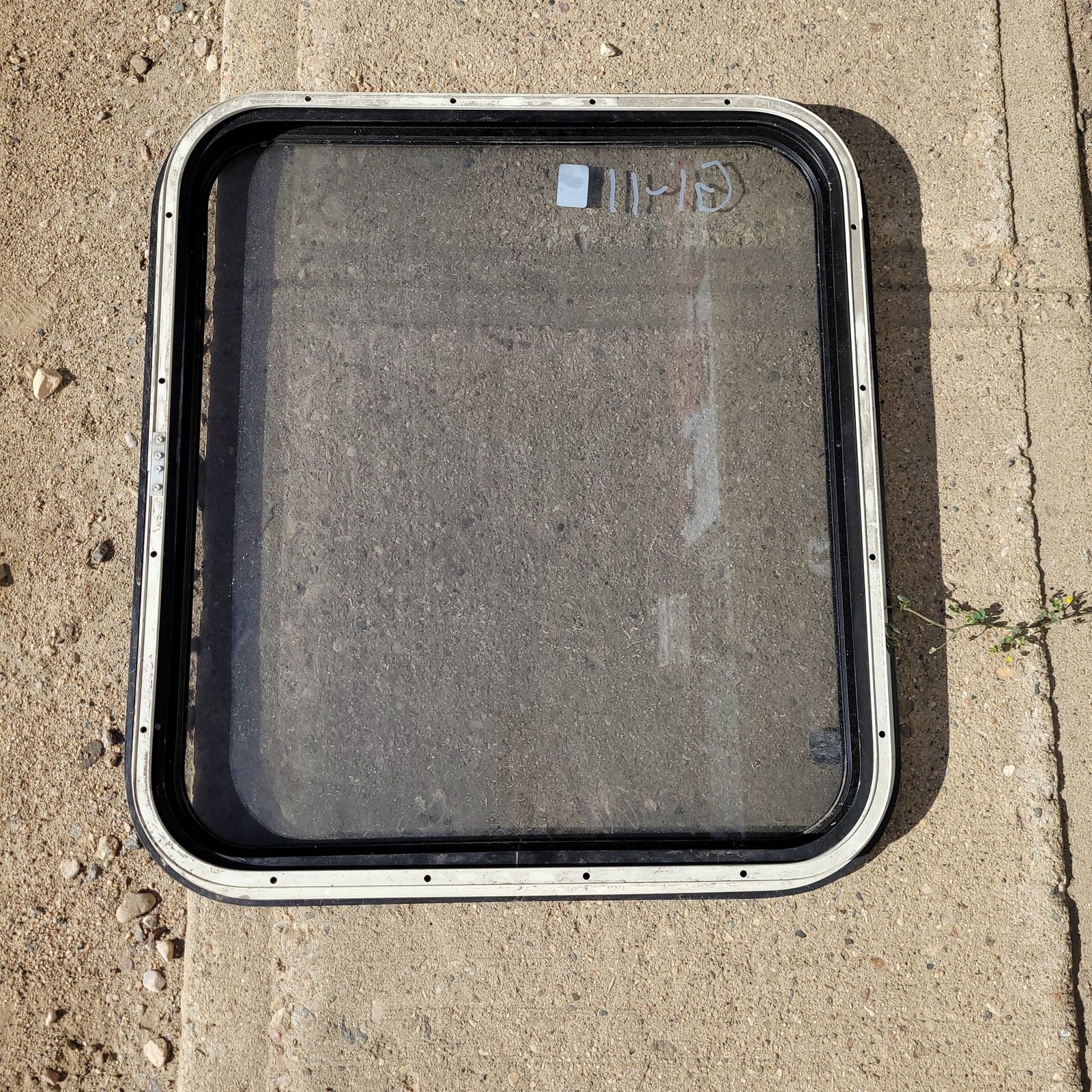 Used Black Radius Non-Opening Window : 24 1/4 X 22 X 2