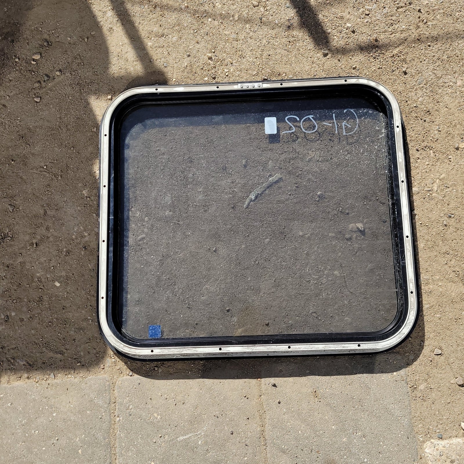 Used Black Radius Non-Opening Window : 24 1/4 X 22 X 2