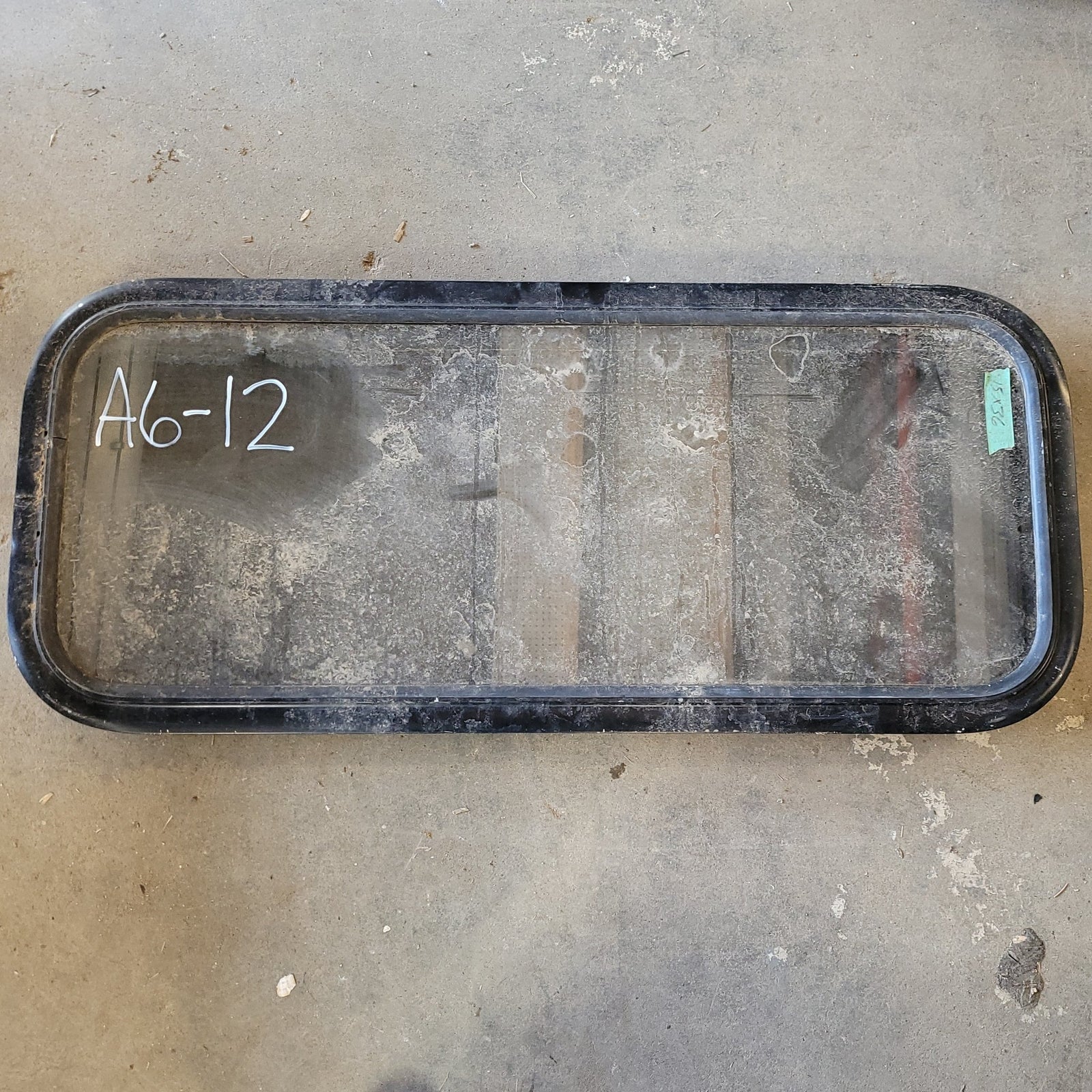 Used Black Radius Non-Opening Window : 36 X 15 X 2
