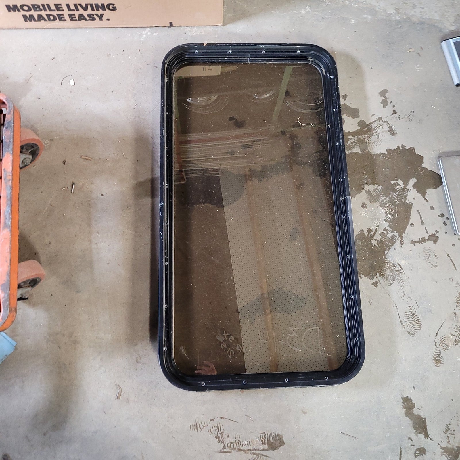 Used Black Radius Non-Opening Window : 42 1/2 X 21 1/2 X 2
