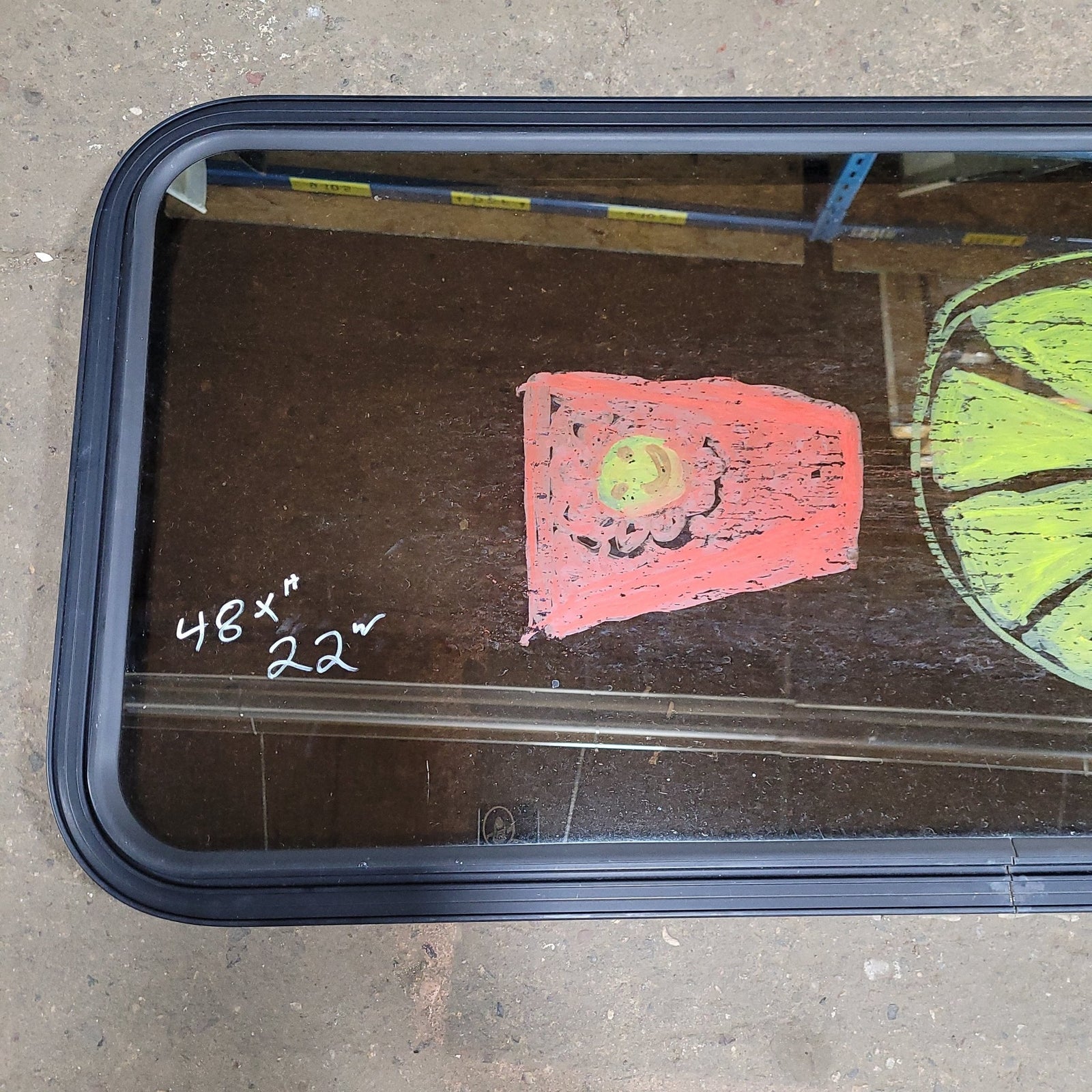 Used Black Radius Non-Opening Window : 47 1/2