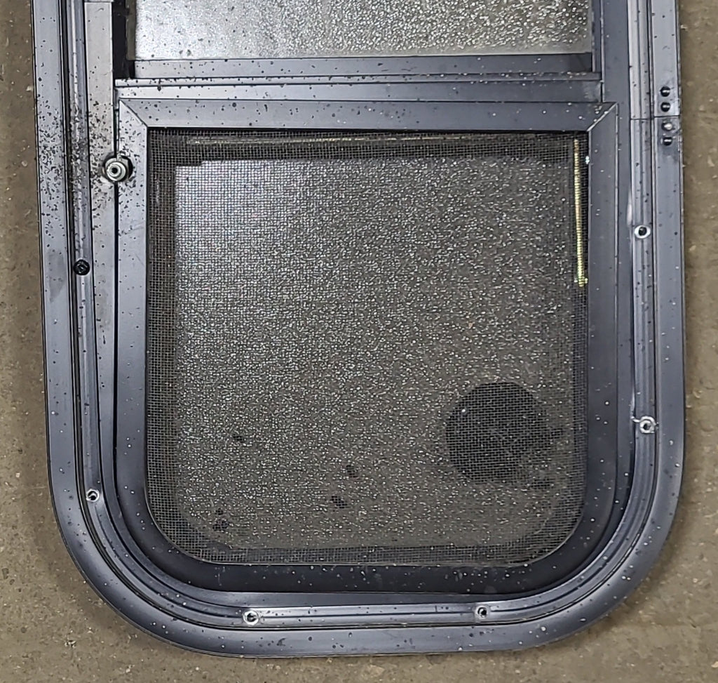 Used Black Radius Opening Window : 11 5/8" W X 21 3/8" H X 1 7/8" D - Young Farts RV Parts