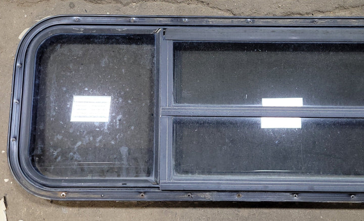 Used Black Radius Opening Window : 15 3/4" H X 61" W X 1 1/2" D - Young Farts RV Parts
