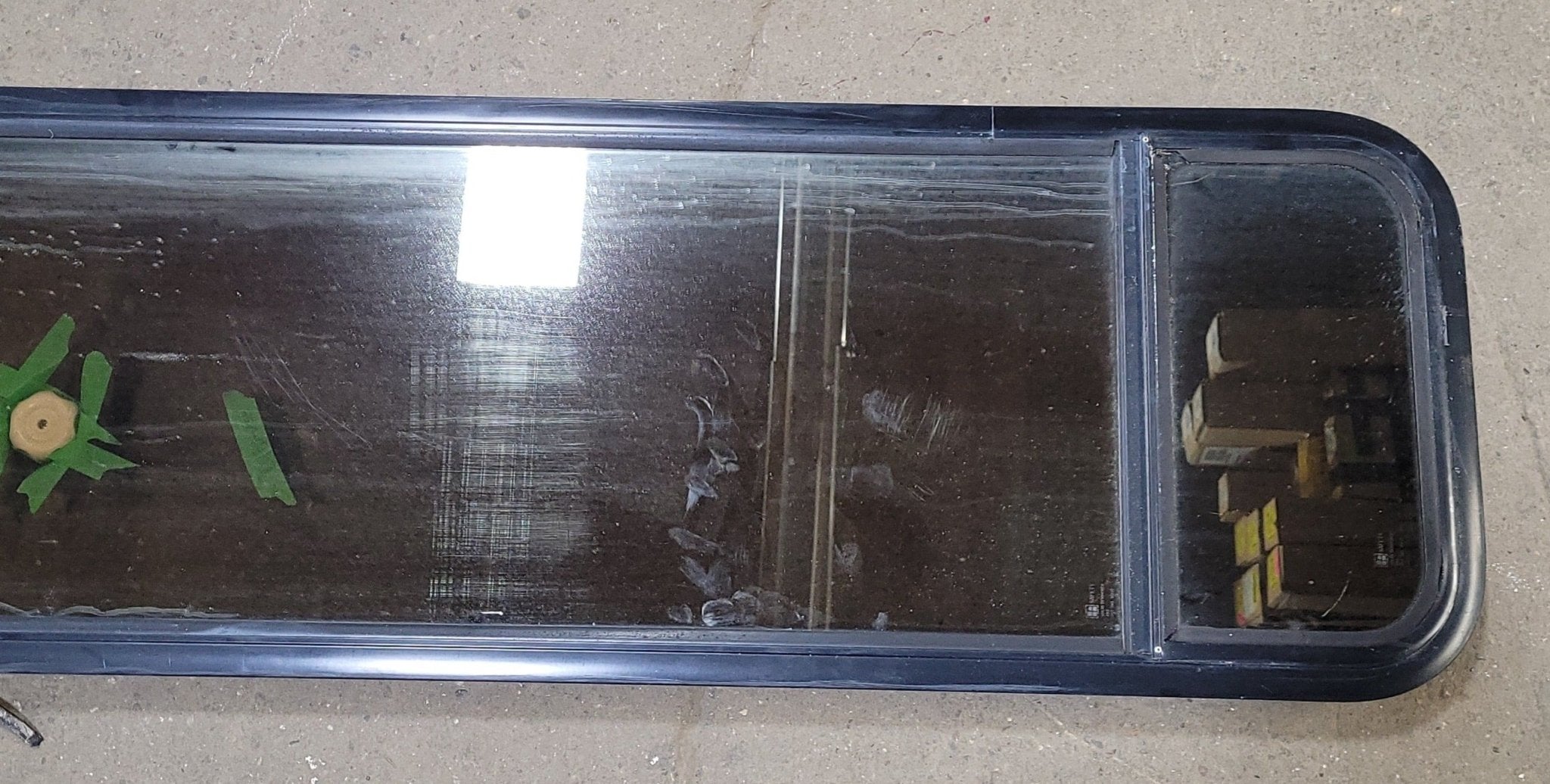 Used Black Radius Opening Window : 16 3/4" W X 59 1/2" H X 1 7/8" D - Young Farts RV Parts