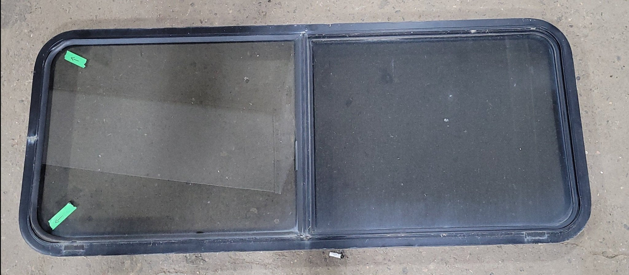 Used Black Radius Opening Window : 22" X 54 1/2" X 2" D - Young Farts RV Parts