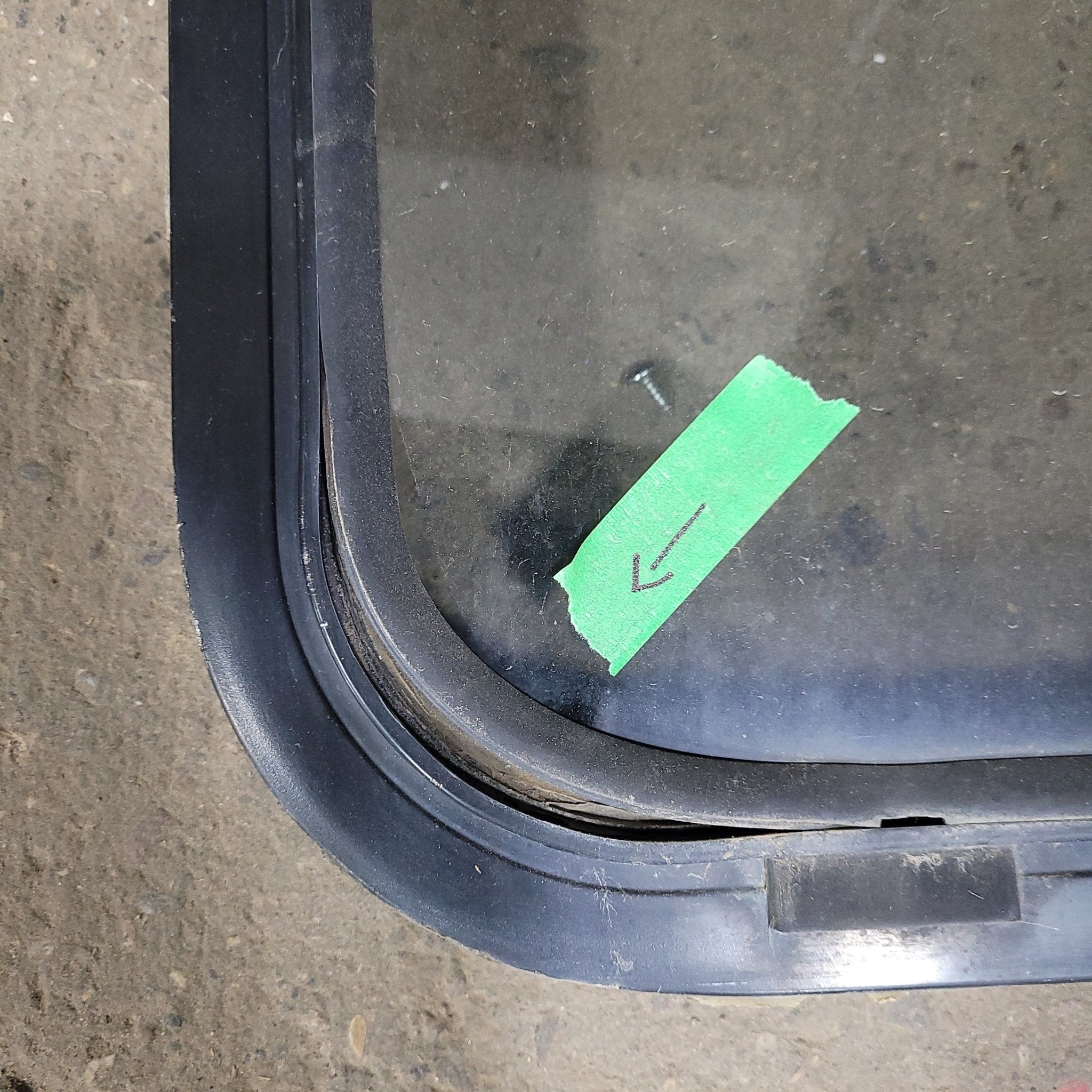 Used Black Radius Opening Window : 22" X 54 1/2" X 2" D - Young Farts RV Parts