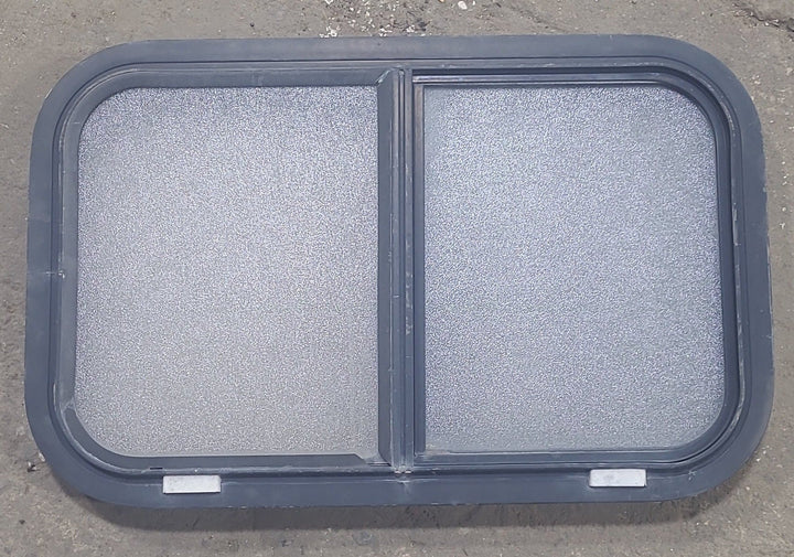 Used Black Radius Opening Window : 24 1/4" W x 15" H x 1 7/8" D - Young Farts RV Parts