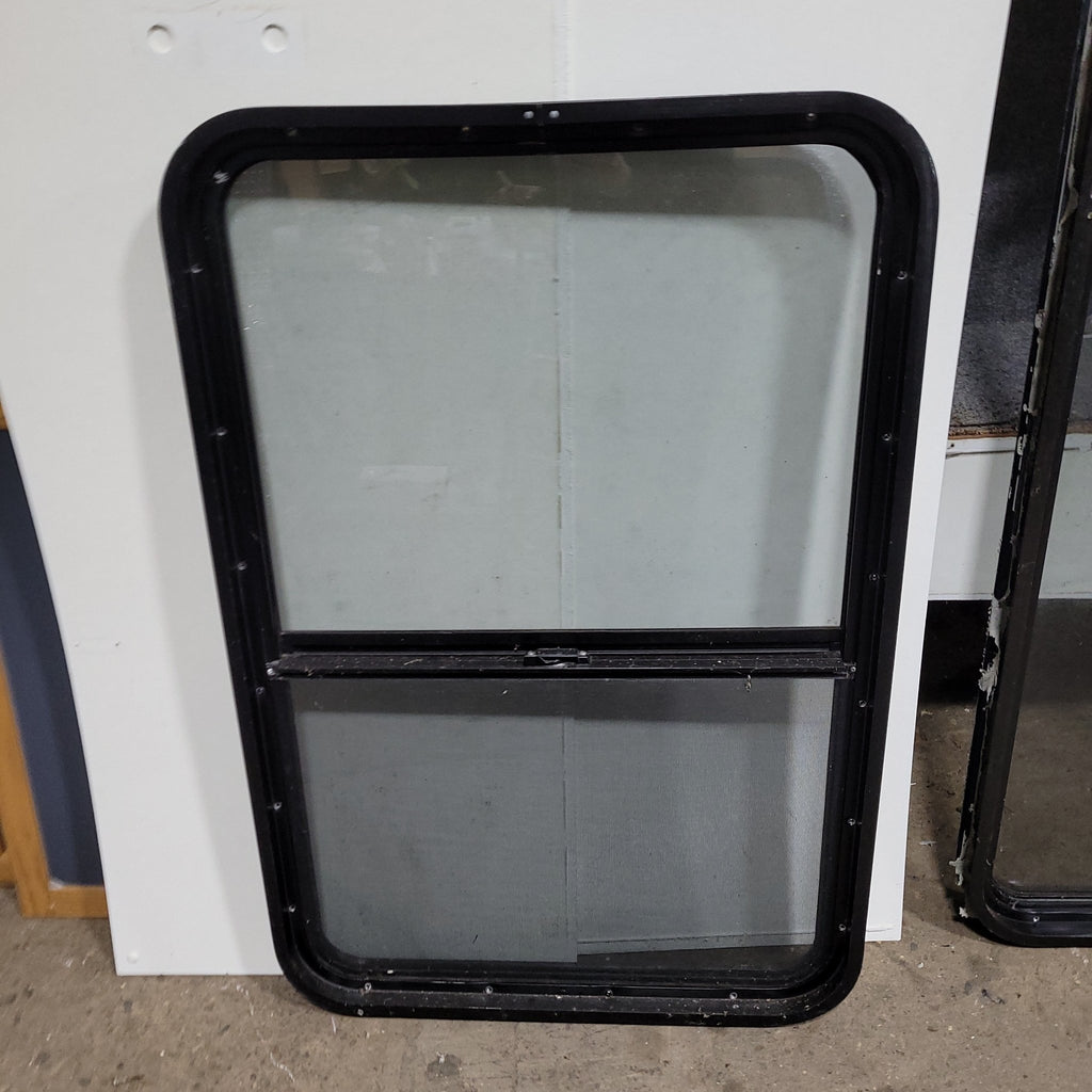 Used Black Radius Opening Window : 26 1/4" X 29 3/4" X 2" D - Young Farts RV Parts