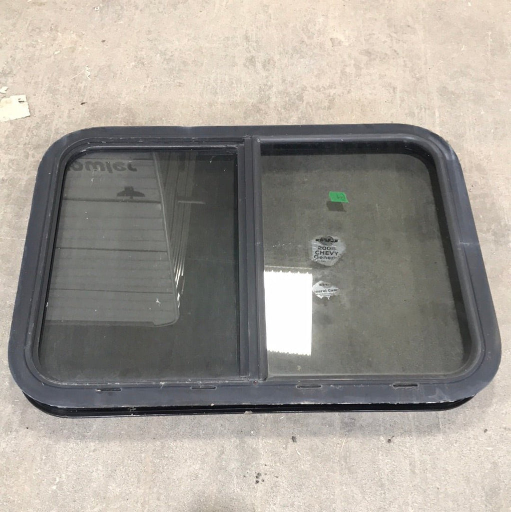 USED Black Radius Opening Window : 29 1/2" W X 21 1/2" H X 2" D - Young Farts RV Parts