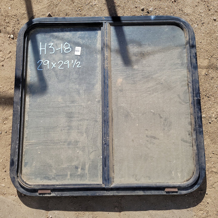 Used Black Radius Opening Window : 29 1/2 X 29 X 2" D - Young Farts RV Parts