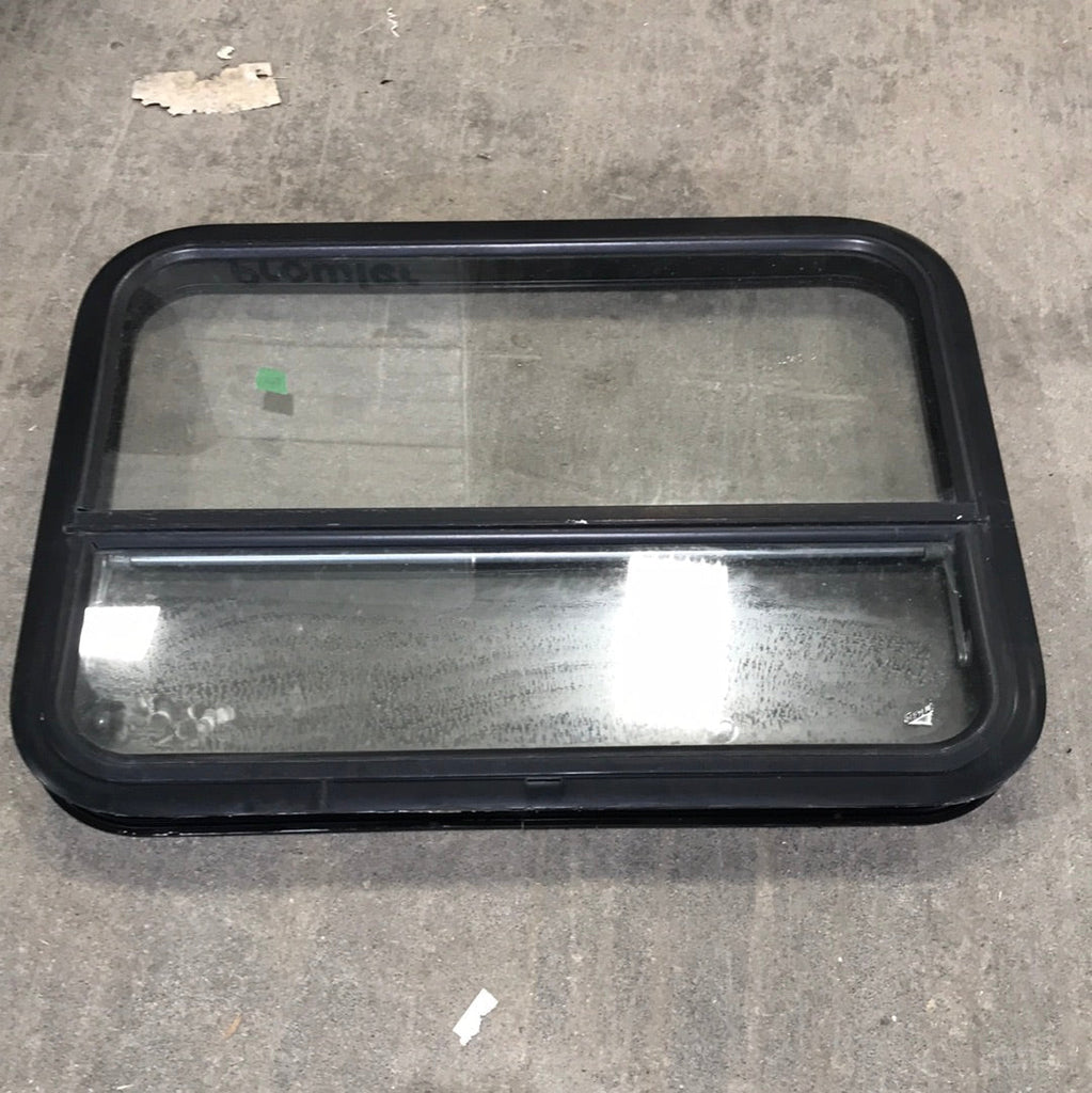 USED Black Radius Opening Window : 29 3/4" W X 21 3/4" H X 2" D - Young Farts RV Parts