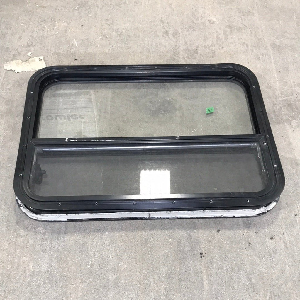 USED Black Radius Opening Window : 29 3/4" W X 21 3/4" H X 2" D - Young Farts RV Parts