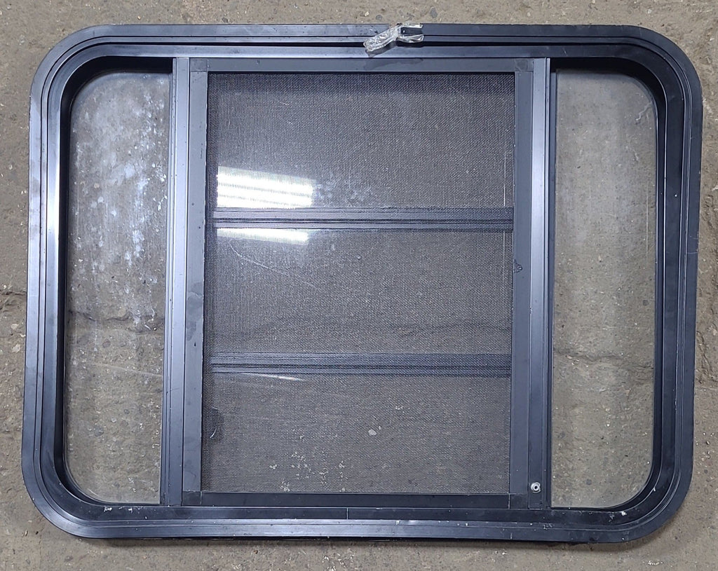 Used Black Radius Opening Window : 30 3/4" W x 23 1/2" H x 1 5/8" D - Young Farts RV Parts