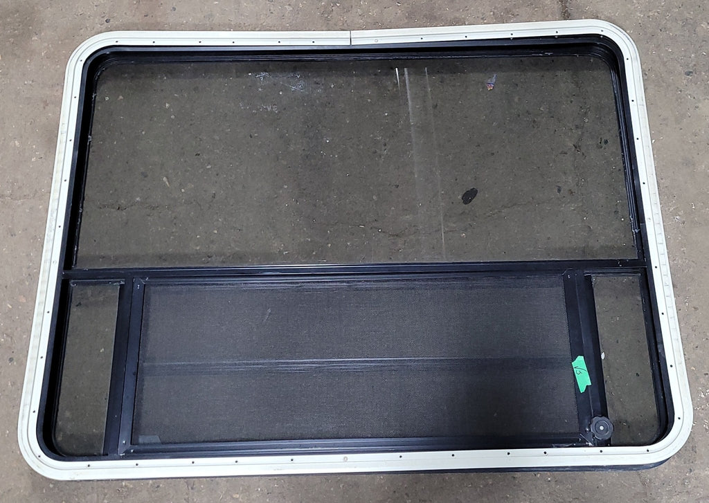 Used Black Radius Opening Window : 35 1/4" H X 47" W X 1 3/4" D - Young Farts RV Parts