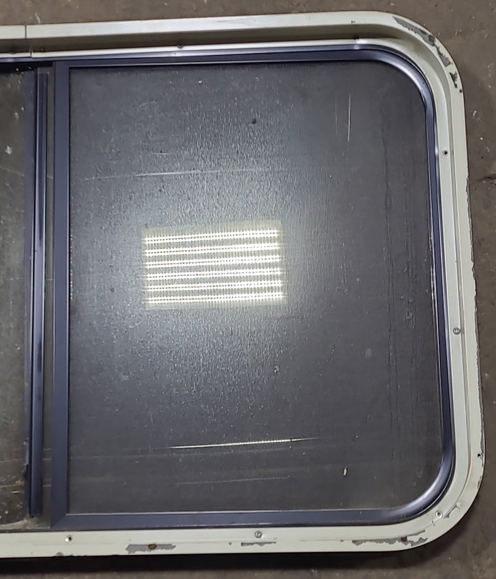 Used Black Radius Opening Window : 36 1/4" W x 21 3/4" H x 2" D - Young Farts RV Parts
