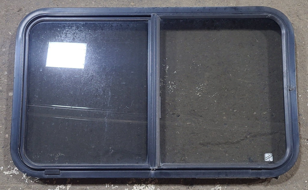 Used Black Radius Opening Window : 36 1/4" W x 22" H x 1 3/4" D - Young Farts RV Parts