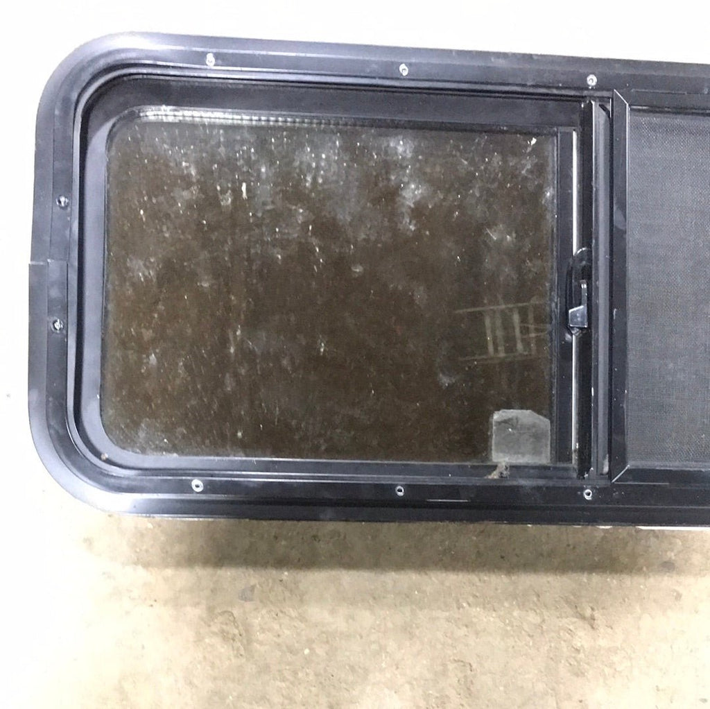 Used Black Radius Opening Window : 36 1/8" X 14 1/2" X 2" D - Young Farts RV Parts