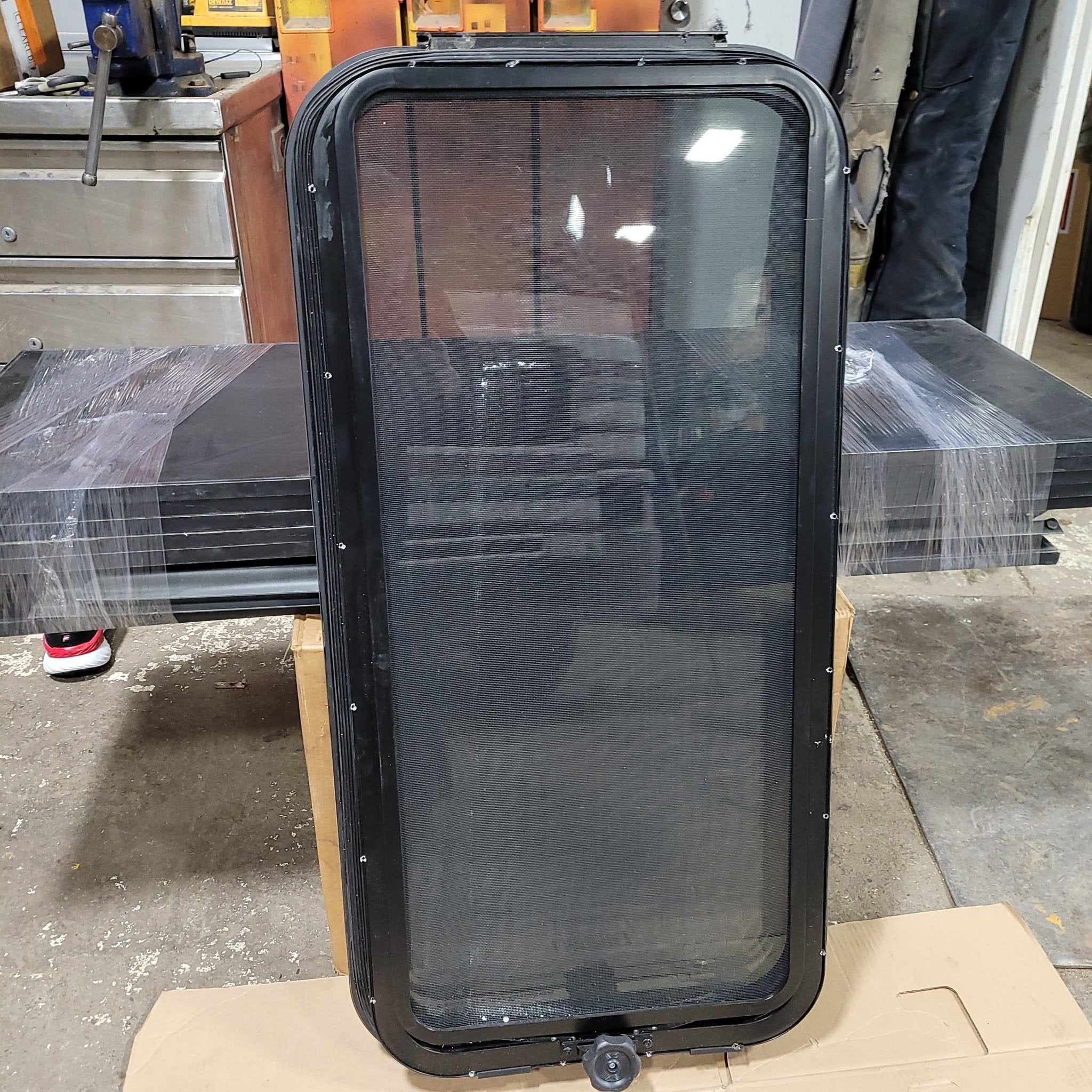 Used Black Radius Opening Window : 36" X 17" X 2" D - Young Farts RV Parts