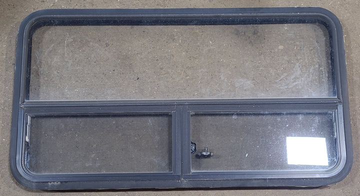 Used Black Radius Opening Window : 41 1/2" W x 25 1/2" H x 2" D - Young Farts RV Parts