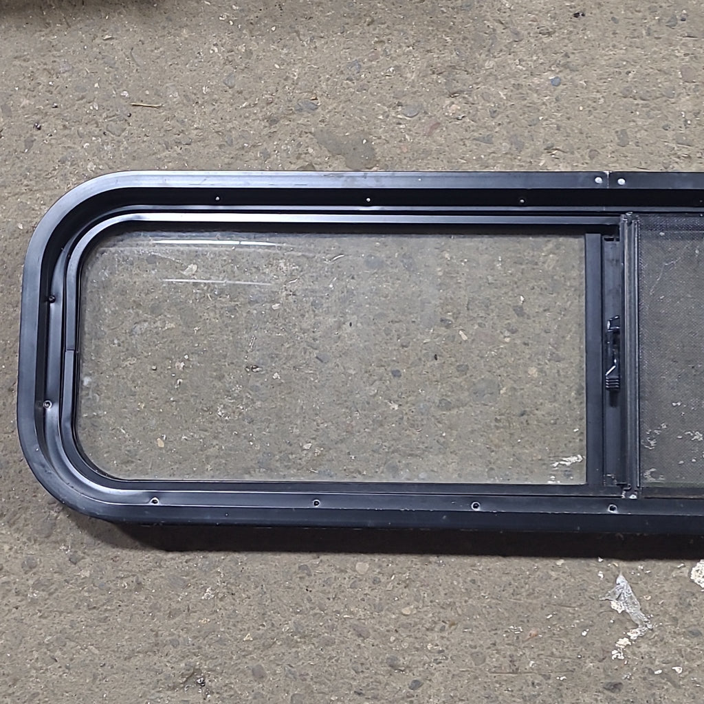 Used Black Radius Opening Window : 42 1/4" W x 11 3/4" H x 1 7/8" D - Young Farts RV Parts