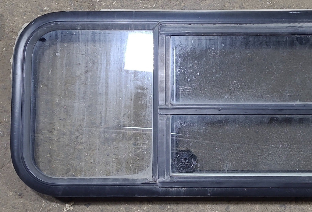 Used Black Radius Opening Window : 47 1/2" W x 14 3/4" H x 1 5/8" D - Young Farts RV Parts