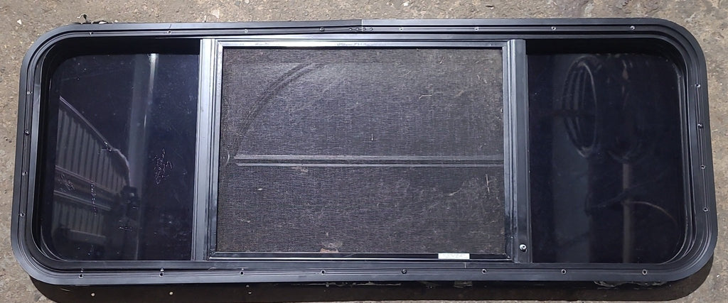 Used Black Radius Opening Window : 47 1/2" W x 17 1/2" H x 1 7/8" D - Young Farts RV Parts