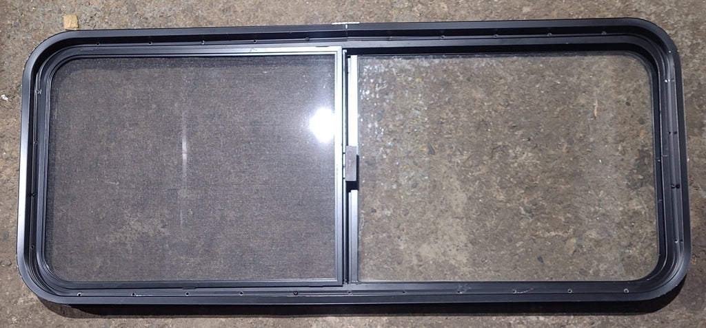 Used Black Radius Opening Window : 47 1/2" W x 19 1/2" H x 1 3/4" D - Young Farts RV Parts