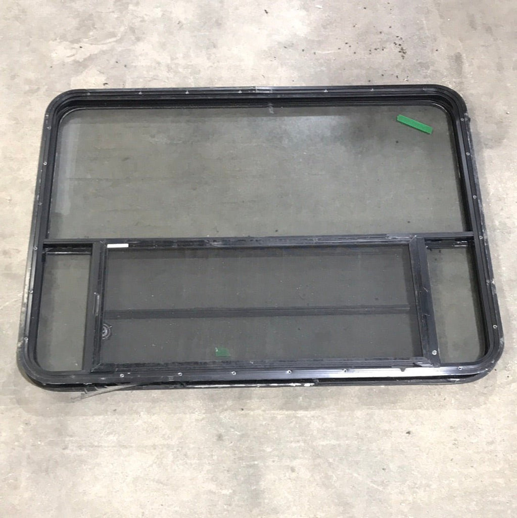 Used Black Radius Opening Window : 47 1/2" W x 34 1/2" H x 2" D - Young Farts RV Parts