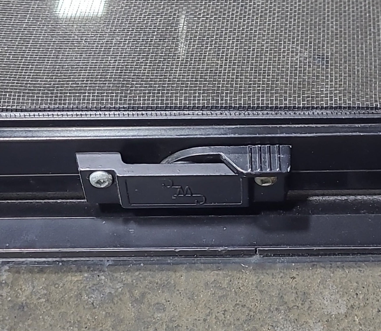 Used Black Radius Opening Window : 48 1/4" W x 35 3/4" H x 1 3/4" D - Young Farts RV Parts