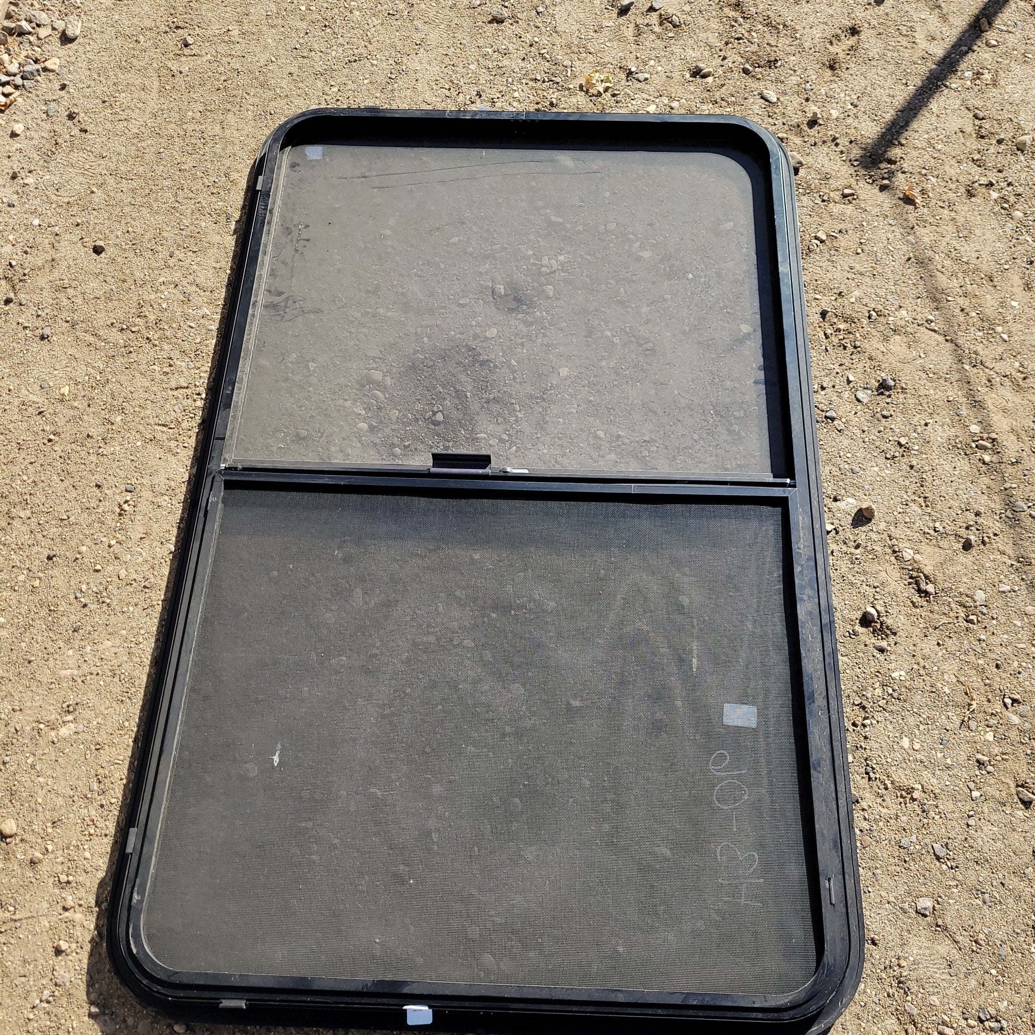 Used Black Radius Opening Window : 48 1/4 X 30 X 1 1/2" D - Young Farts RV Parts
