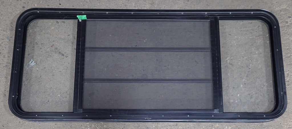 Used Black Radius Opening Window : 53 1/2" W x 22 1/4" H x 1 7/8" D - Young Farts RV Parts