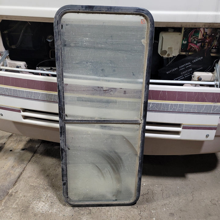 Used Black Radius Opening Window : 54 3/4" X 22" X 2" D - Young Farts RV Parts