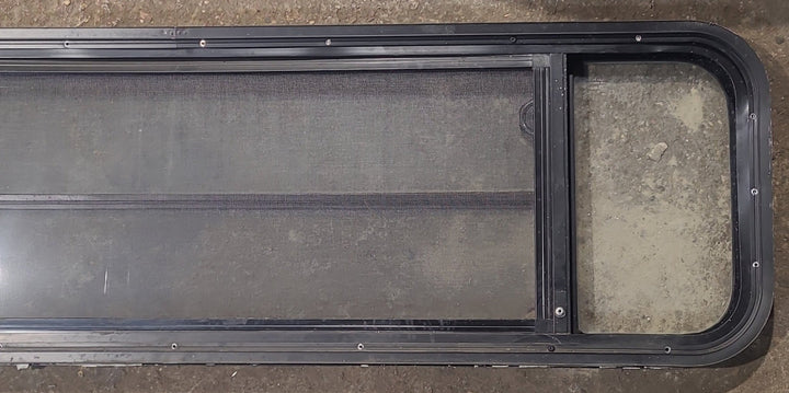 Used Black Radius Opening Window : 59 1/4" W x 15 1/4" H x 1 7/8" D - Young Farts RV Parts