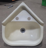 Used Bone Bathroom Corner Sink 13 3/4