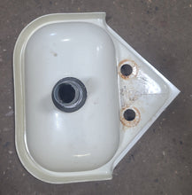 Load image into Gallery viewer, Used Bone Bathroom Corner Sink 13 3/4&quot; X 14 1/2&quot; X 6&quot; D - Young Farts RV Parts