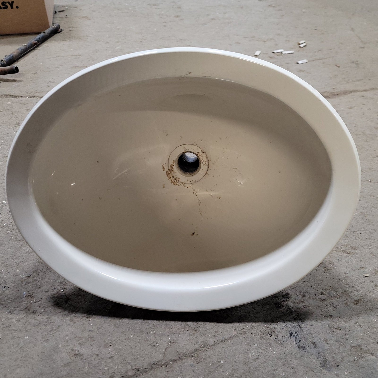 Used Bone Bathroom Sink 13 3/4