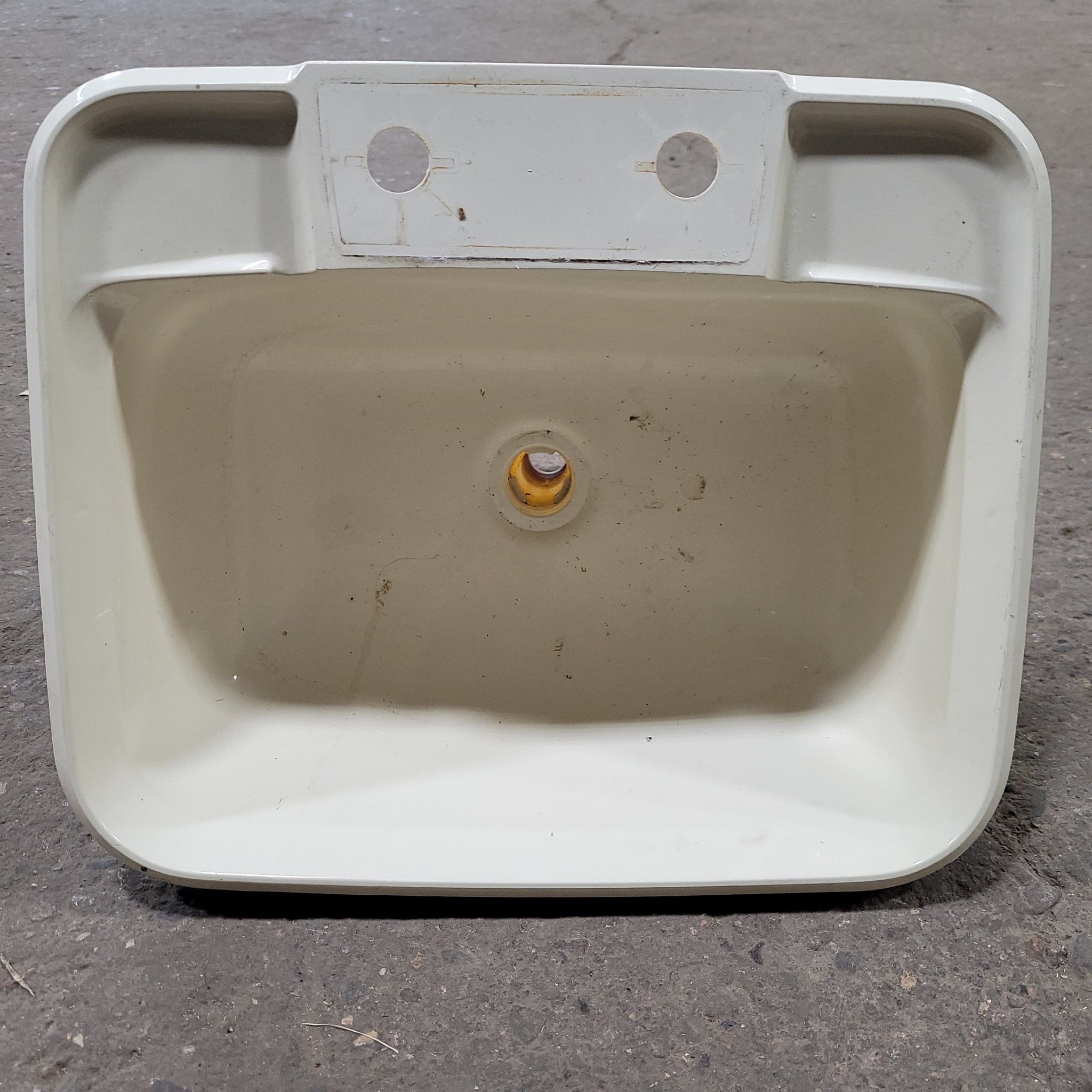 Used Bone Bathroom Sink 14 3/4" X 12 1/4" X 6" D - Young Farts RV Parts