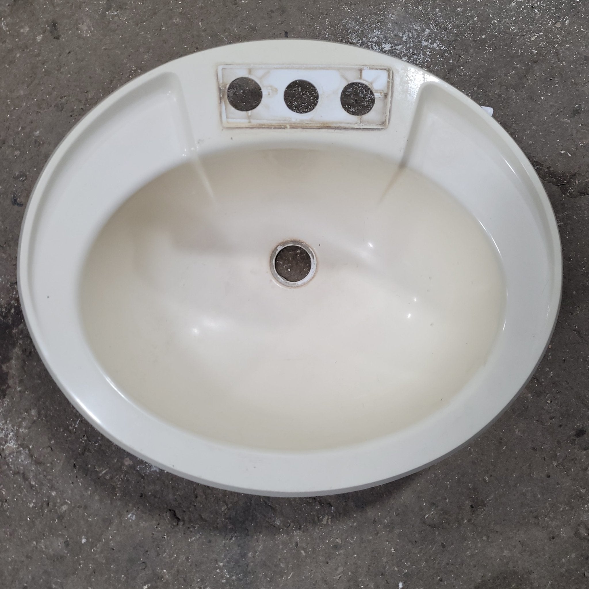 Used Bone Bathroom Sink 20" X 17 1/2" X 7 1/4"D - Young Farts RV Parts