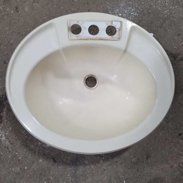 Used Bone Bathroom Sink 20" X 17 1/2" X 7 1/4"D - Young Farts RV Parts
