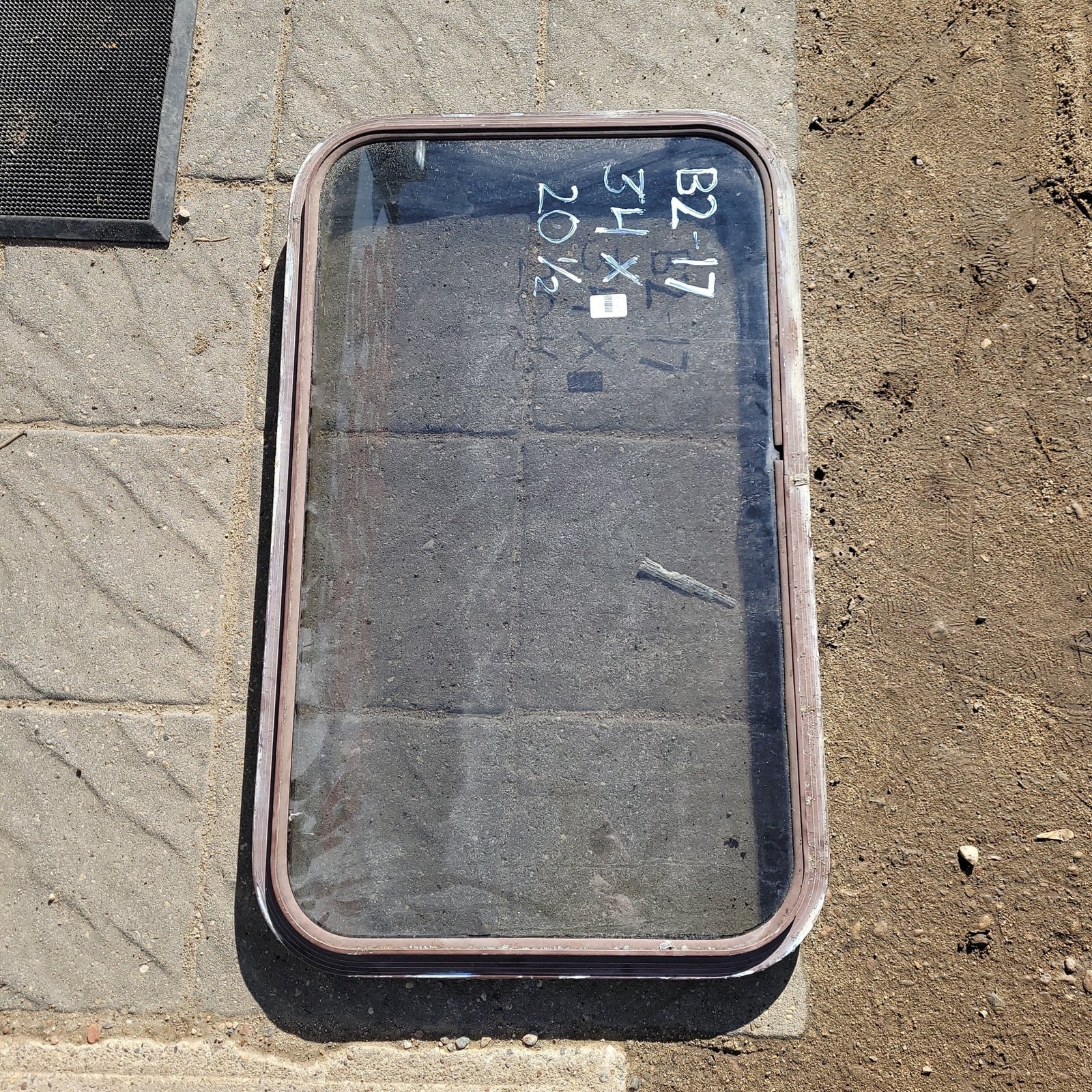 Used Brown Radius Non-Opening Window : 34 X 20 1/2 X 2