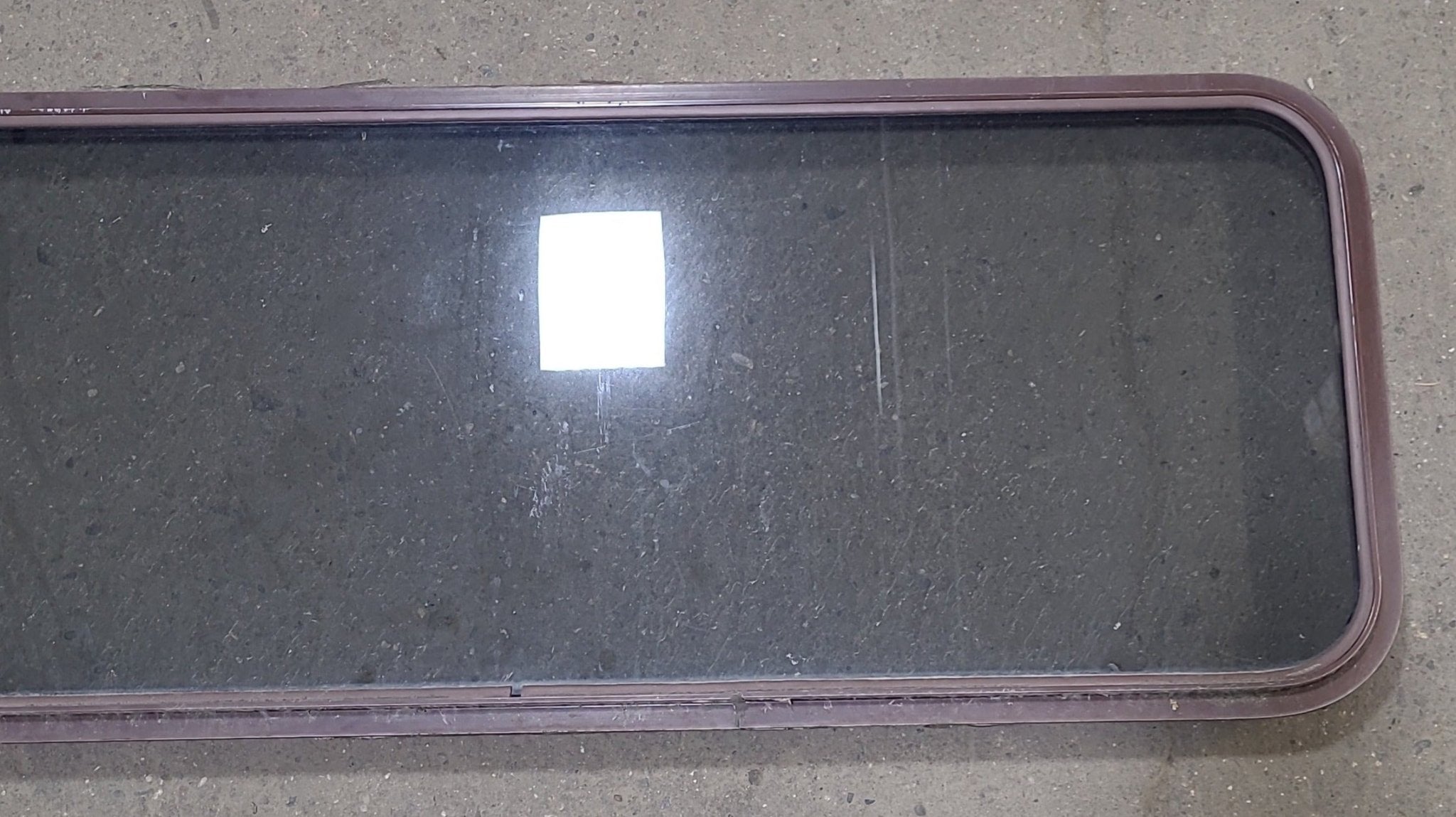 Used Brown Radius Non-Opening Window : 60 1/4" W X 20" H X 2" D - Young Farts RV Parts