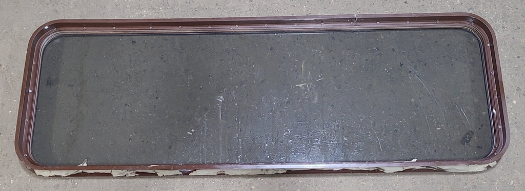 Used Brown Radius Non-Opening Window : 60 1/4" W X 20" H X 2" D - Young Farts RV Parts