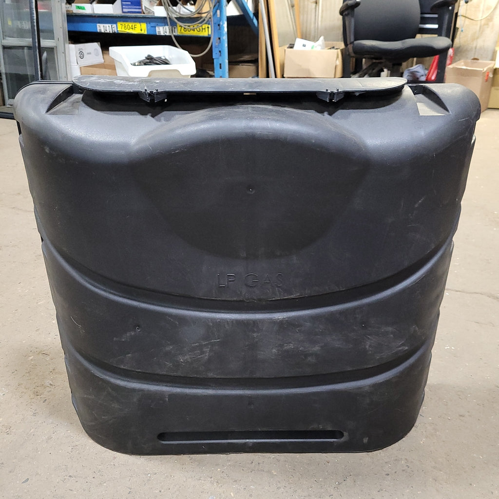 Used Camco 40539 Propane Tank Cover - Black (Fits 30# Steel Double Tank) - Young Farts RV Parts