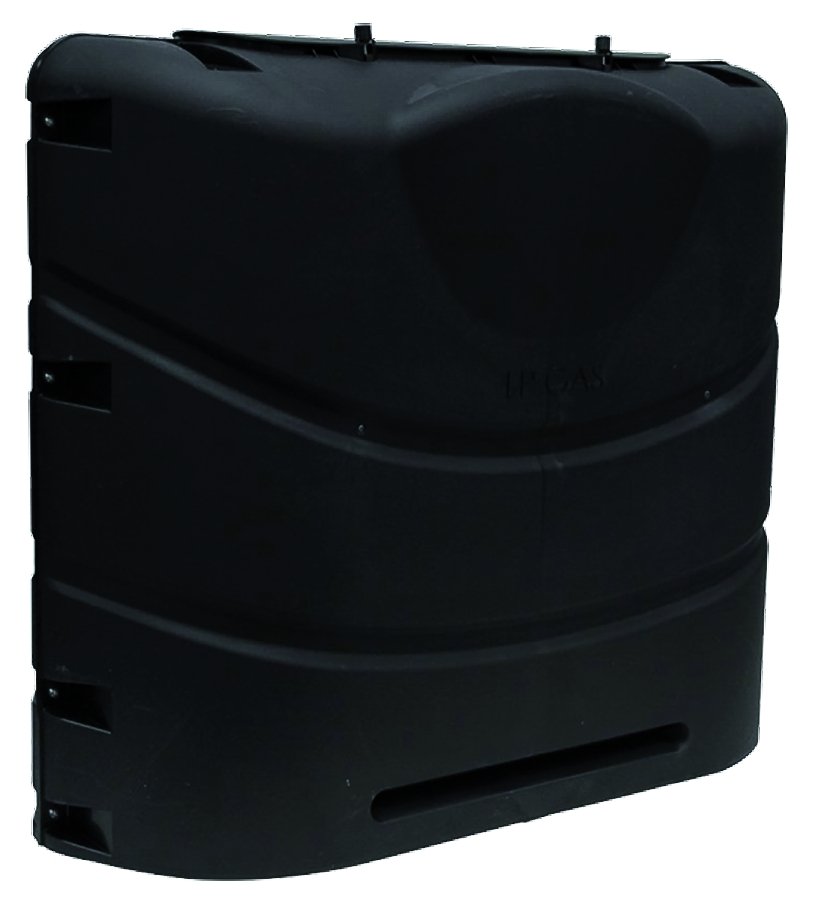 Used Camco 40539 Propane Tank Cover - Black (Fits 30# Steel Double Tank) - Young Farts RV Parts