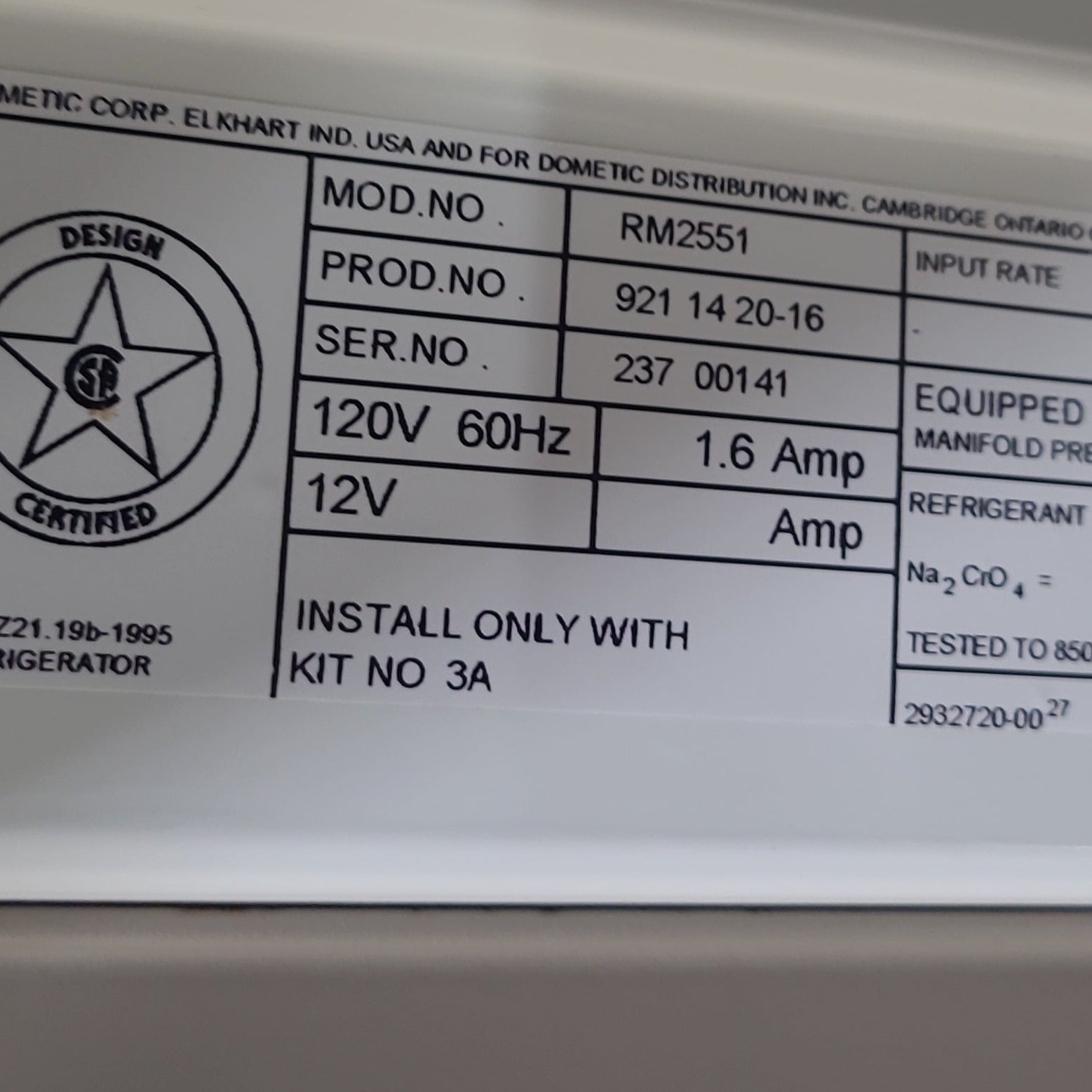 Used Complete Dometic RM2551 Fridge 2-WAY - Young Farts RV Parts