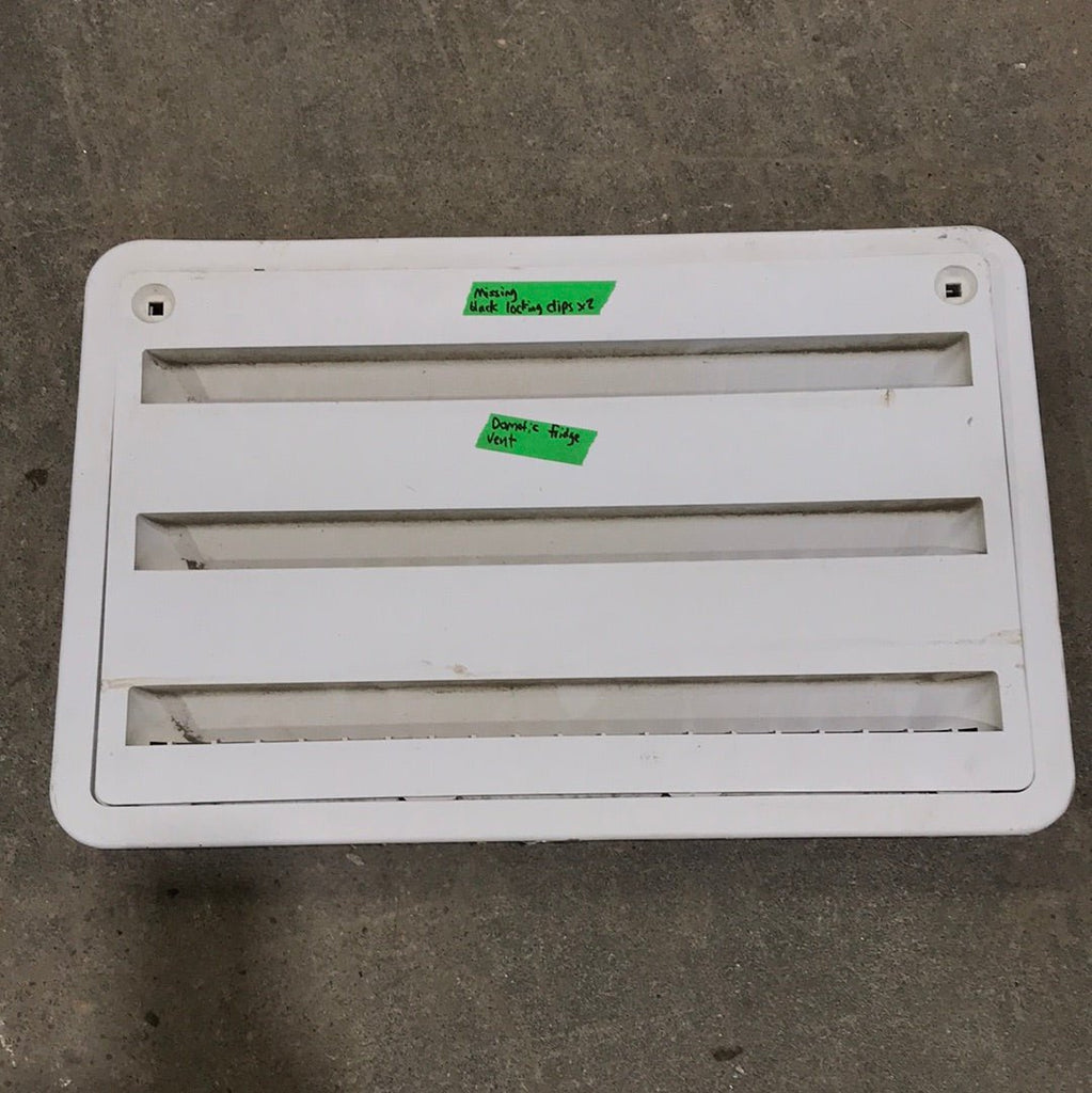 Used DOMETIC 3109350.011 - Yellowed Air Intake Side Refrigerator Vent- HAS FRAME - Young Farts RV Parts