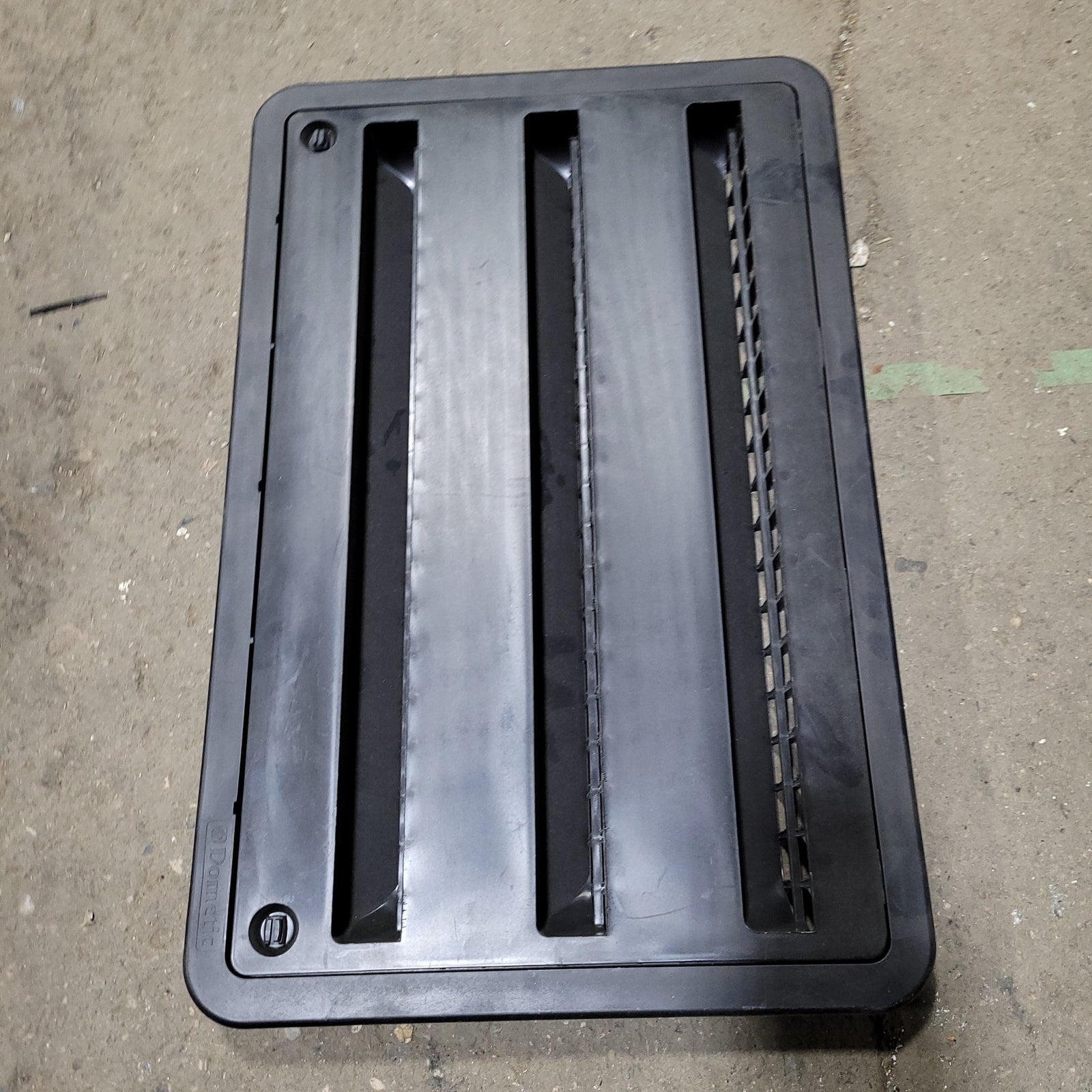 Used DOMETIC 3109350.065 - Black Air Intake Side Refrigerator Vent- HAS FRAME - Young Farts RV Parts