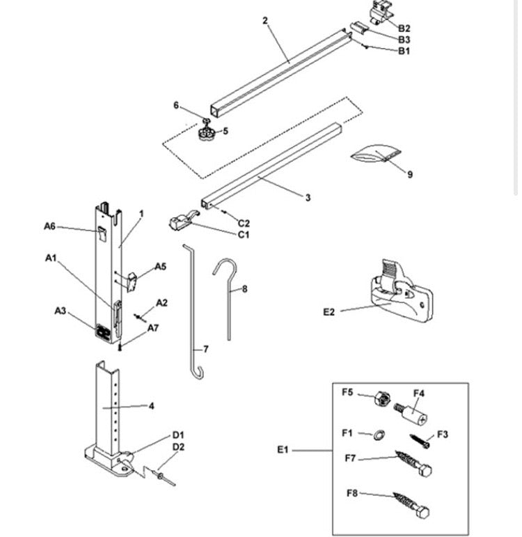 Used Dometic / A&E Awning Main Rafter Arm Assembly Tall 3312047.00B - Young Farts RV Parts