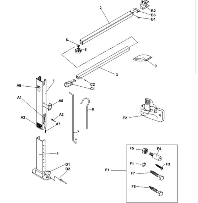 Used Dometic / A&E Awning Main Rafter Arm Assembly Tall Colonial White 3108219027E - Young Farts RV Parts