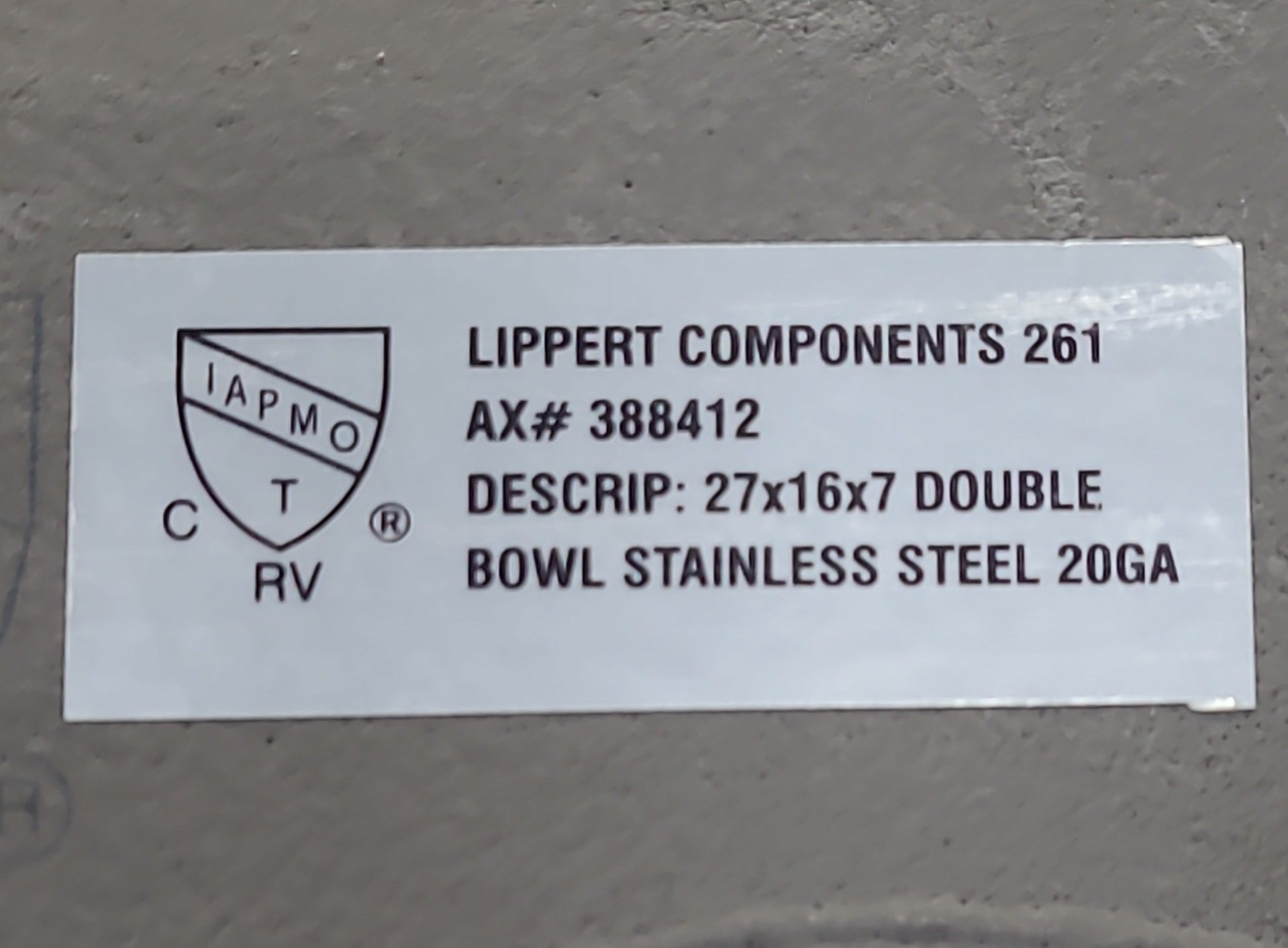 Used Double Kitchen Sink 16" X 27" X 7" D - Young Farts RV Parts